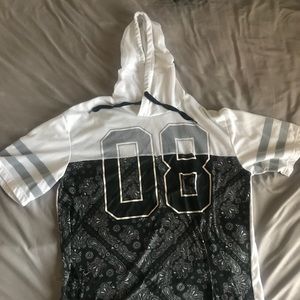 LARGE SHORT SLEEVE HOODIE, UNIQUE PRINT